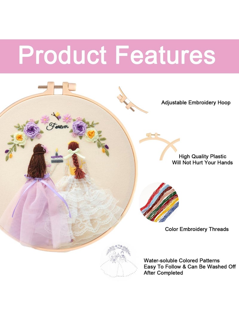 Generic Embroidery Kit for Beginners, Hand DIY Cross Stitch Kits, Plants Flowers Embroidery and Wedding Patterns with Embroidery Hoops and Color Threads for Adults Kids (Wedding)  - Image 2