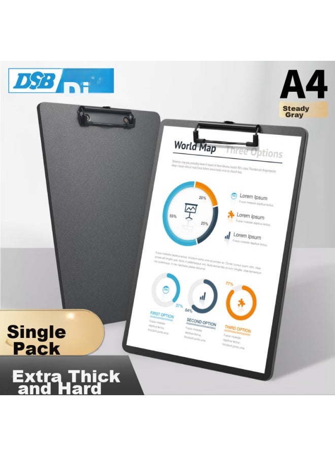 دي اس بي Dsb A4 لوح الكتابة، مجلد الملفات، لوح الكتابة، مستلزمات مكتبية، لوح الكتابة الصلب للاجتماعات، مجلد المستندات، لوح التوقيع، رمادي، 1 قطعة، 7611 - Image 1