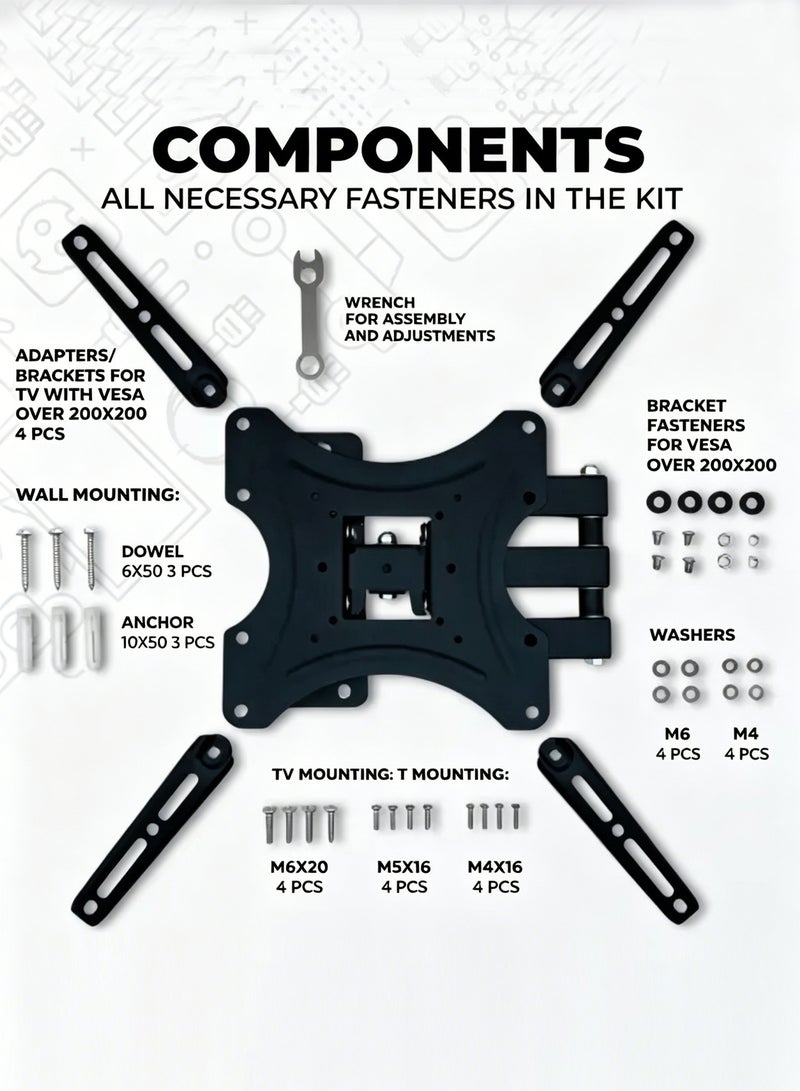 Bolivia's TV Wall Mount, Flexible and Adjustable, Suitable For 32''-55''TV, Maximum Load-Bearing Capacity 22kg, VESA Maximum Compatible 400*400mm, Can Be Used In Bedrooms, Living Rooms, Exhibition Halls - Image 2