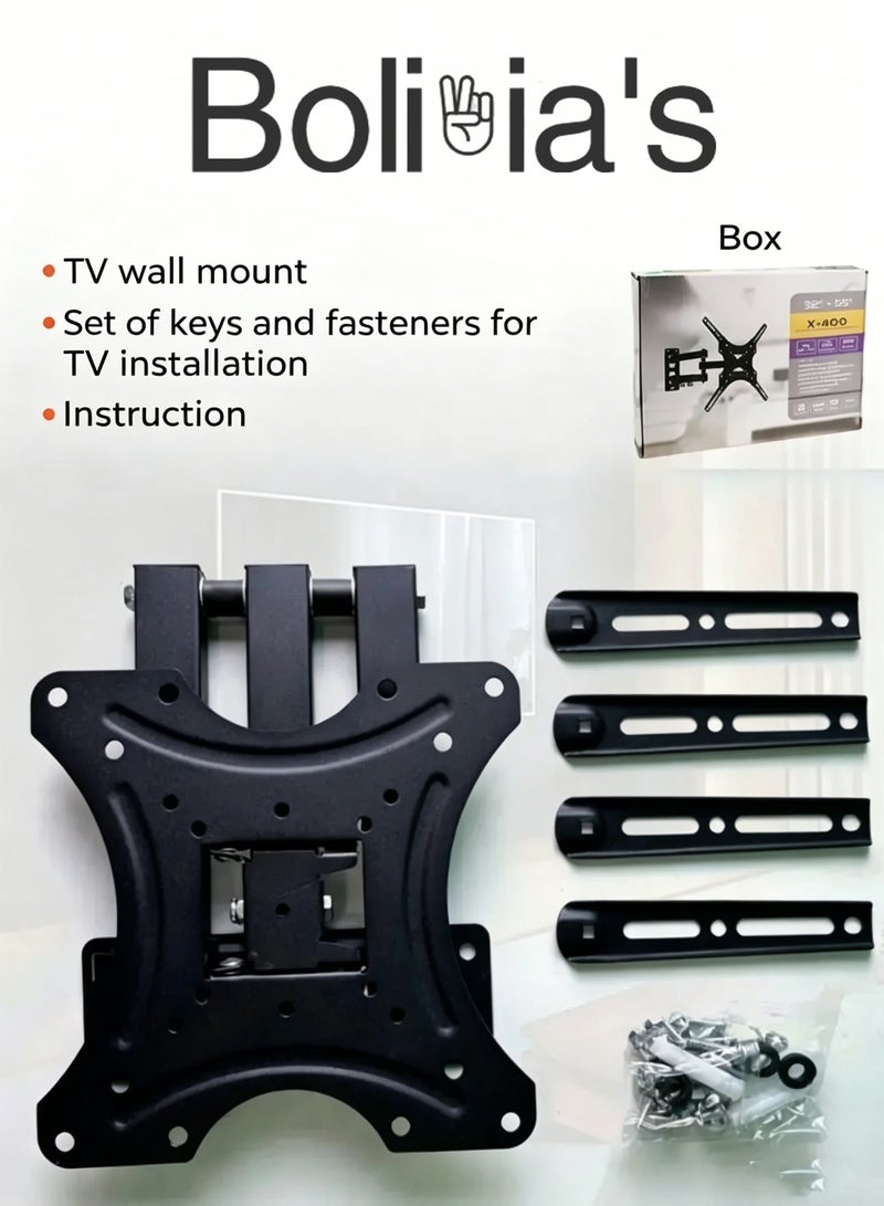 Bolivia's TV Wall Mount, Flexible and Adjustable, Suitable For 32''-55''TV, Maximum Load-Bearing Capacity 22kg, VESA Maximum Compatible 400*400mm, Can Be Used In Bedrooms, Living Rooms, Exhibition Halls - Image 3