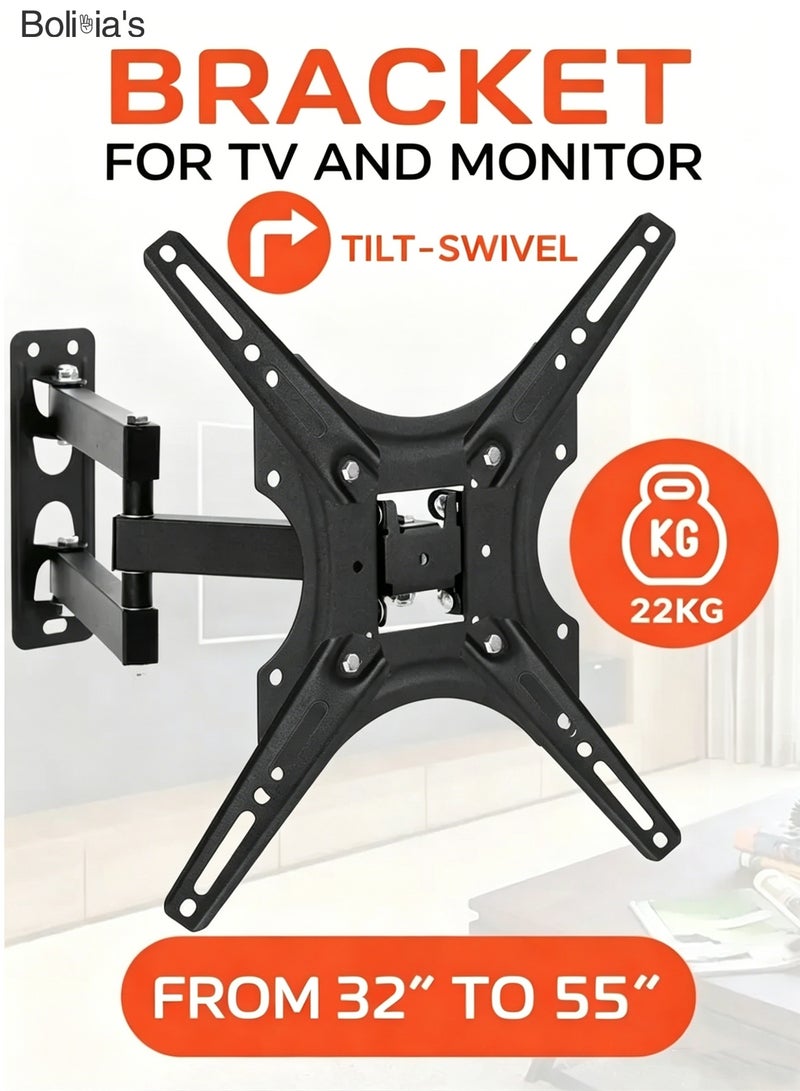 Bolivia's TV Wall Mount, Flexible and Adjustable, Suitable For 32''-55''TV, Maximum Load-Bearing Capacity 22kg, VESA Maximum Compatible 400*400mm, Can Be Used In Bedrooms, Living Rooms, Exhibition Halls - Image 1