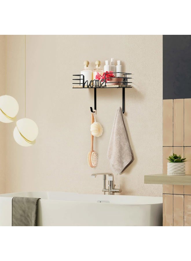 TJMOREE Ironing Board Hanger Wall Mount - Laundry Room Iron and Ironing Board Holder with Large Storage Wooden Base Basket and Removable Hooks (Black) - Image 4