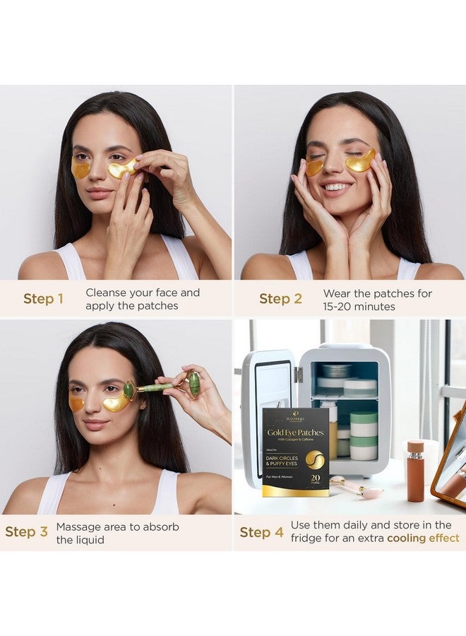 Plantifique Gold Under Eye Patches For Puffy Eyes And Dark Circles 20 Pairs Under Eye Masks For Dark Circles And Puffiness Eye Gels With Collagen & Caffeine Eye Patches Gold Eye Mask Skincare - Image 5