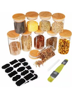 Spice Jars 8Oz(220Ml)/12Oz(340Ml) Empty Round Spice Container Glass Food Storage Containers Jars With Bamboo Lids 20 Labels Stickerspaint Penmeasuring Spoon For Kitchen