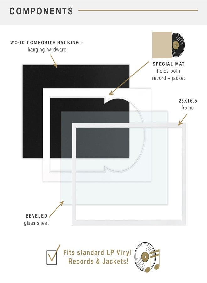 MCS Double Matte Record Album Frame, 16.5x25 Record Frame, White for LP Vinyl Record & Jacket Display (1-Pack) - Image 5