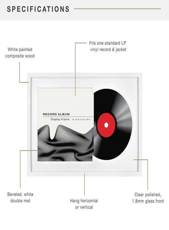 MCS Double Matte Record Album Frame, 16.5x25 Record Frame, White for LP Vinyl Record & Jacket Display (1-Pack) - Image 4