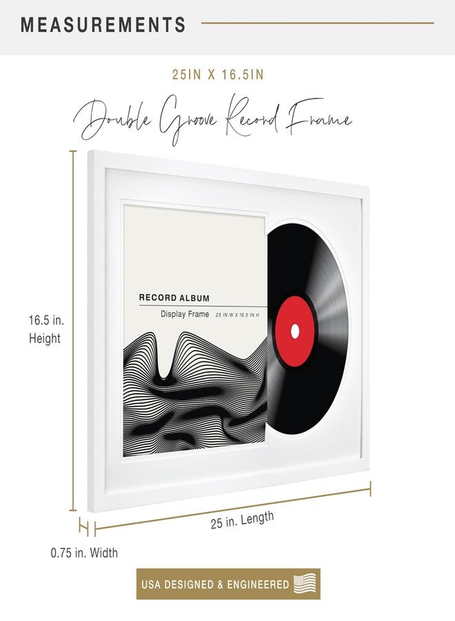 MCS Double Matte Record Album Frame, 16.5x25 Record Frame, White for LP Vinyl Record & Jacket Display (1-Pack) - Image 3