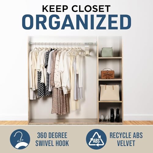 Revwd Velvet Hangers 50 Pack - Non-Slip Clothes Hangers Ivory Suit Hangers with 360 Degree Rotatable Hook - Heavy Duty Coat Hanger - Pants Hanger (Ivory) - Image 5