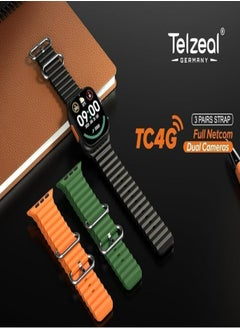 Telzeal TC4G Smart Watch 2.2 Inch Screen IP67 Waterproof Dual Camera Black + 3 strap (black)  - Image 1