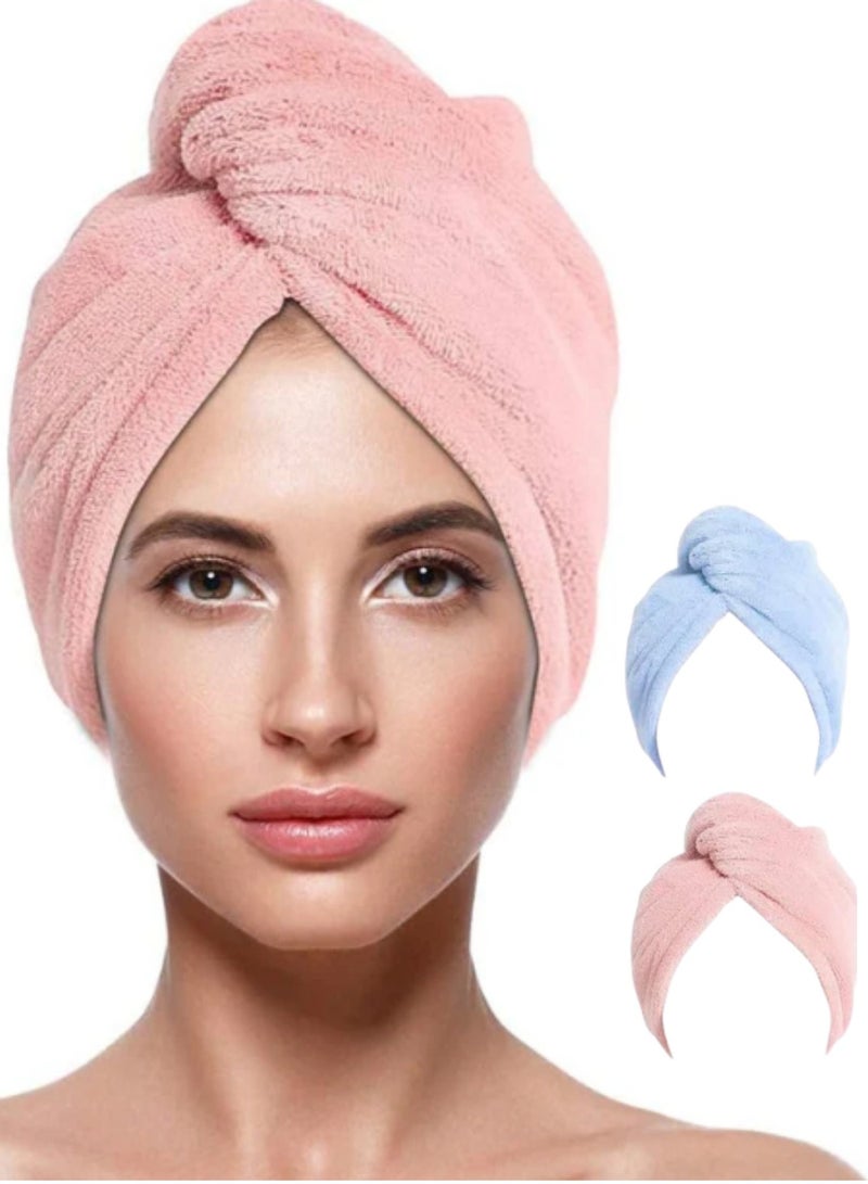 تنم منشفة تجفيف الشعر من الألياف الدقيقة للنساء – عبوة من 3 قطع، سريعة الامتصاص والتجفيف، مثالية للشعر المبلل وللاستخدام اليومي – وردي - Image 1