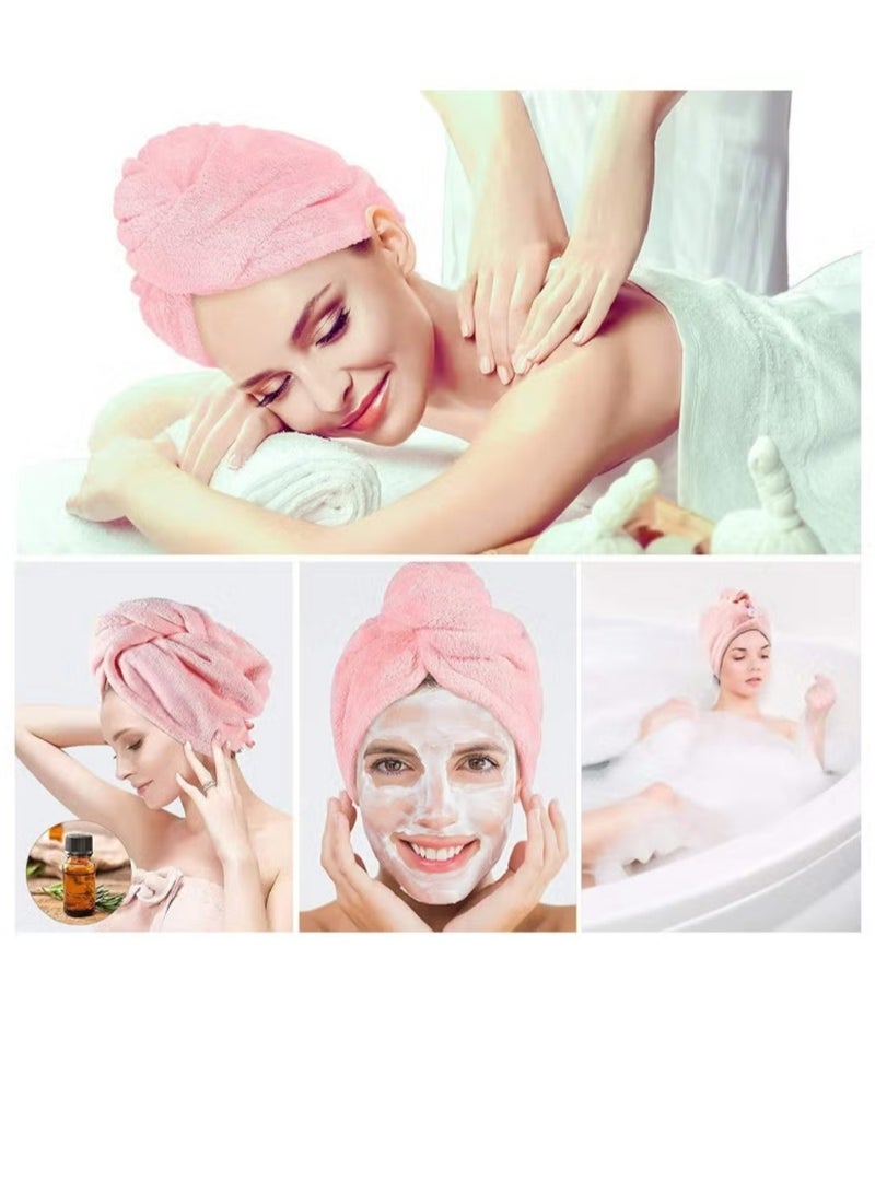 TNM 3 Packs Microfiber Hair Towel for Wet Hair Pink - Image 1