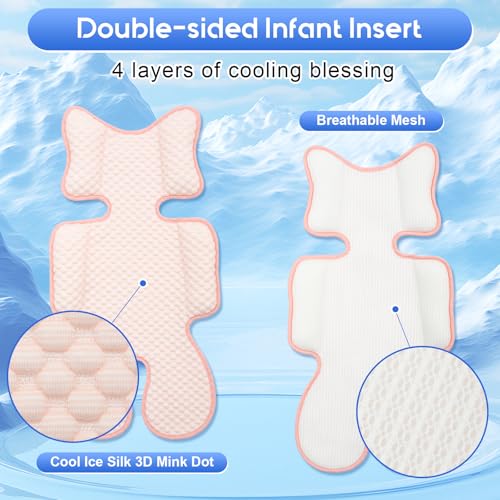 Kaseeous Baby Car Seat Cooling Pad Mink Dot Carseat Cooler Mat for Girls Boys Stroller Pad with 3D Breathable Mesh Multifunctional Infant Insert Liner for Summer - Image 3