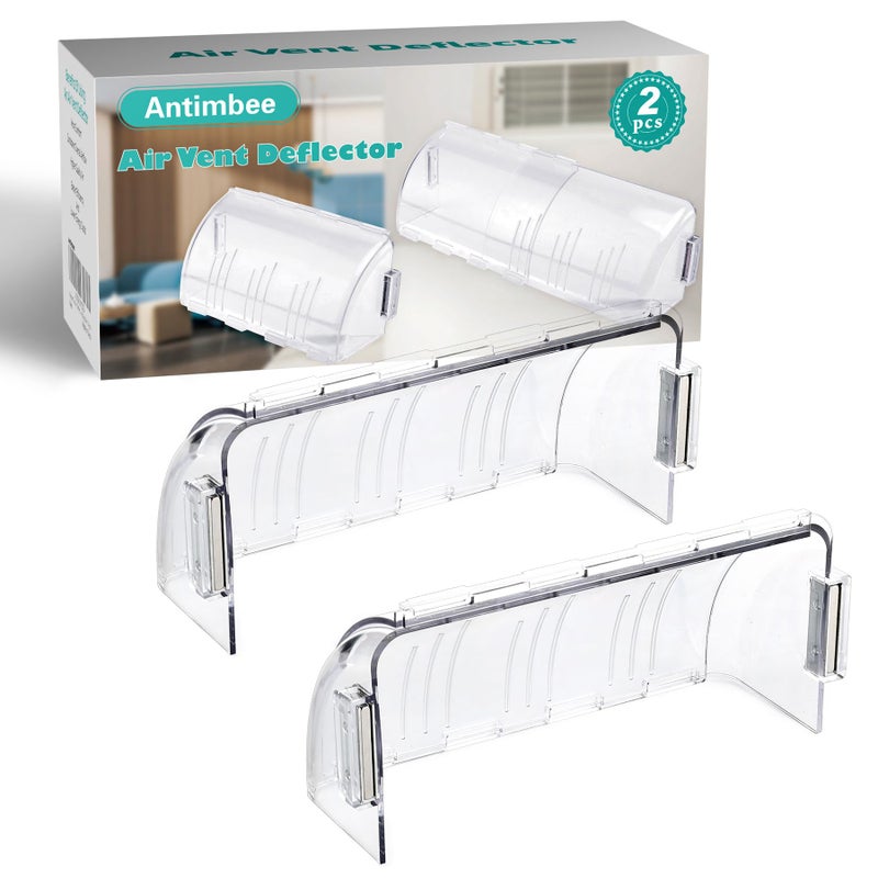 Antimbee 2 Pack Adjustable Magnetic Heat Air Vent Deflector Super Strong Neodymium Magnets 8 to 15 Length Fits Vents Sidewall Ceiling Floor Registers Curved Air Conditioner Vent Cover