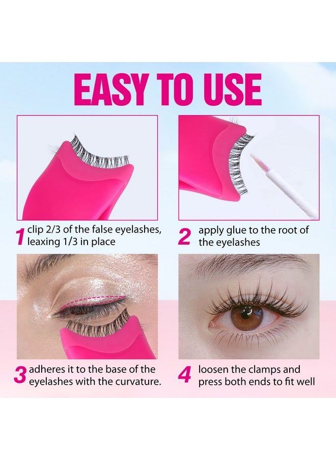 JIMIRE - False Eyelashes Applicator Tool Lashes Clip For Beginners Easy To Apply Eyelashes Daily Use Buddy Tool Pinzas Para Pestañas (Plum) - Image 1