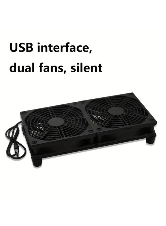 Dual 4 72 Inch Cooling Fans with Dual Sided Iron Mesh for Router Server Cabinet PC - Image 1