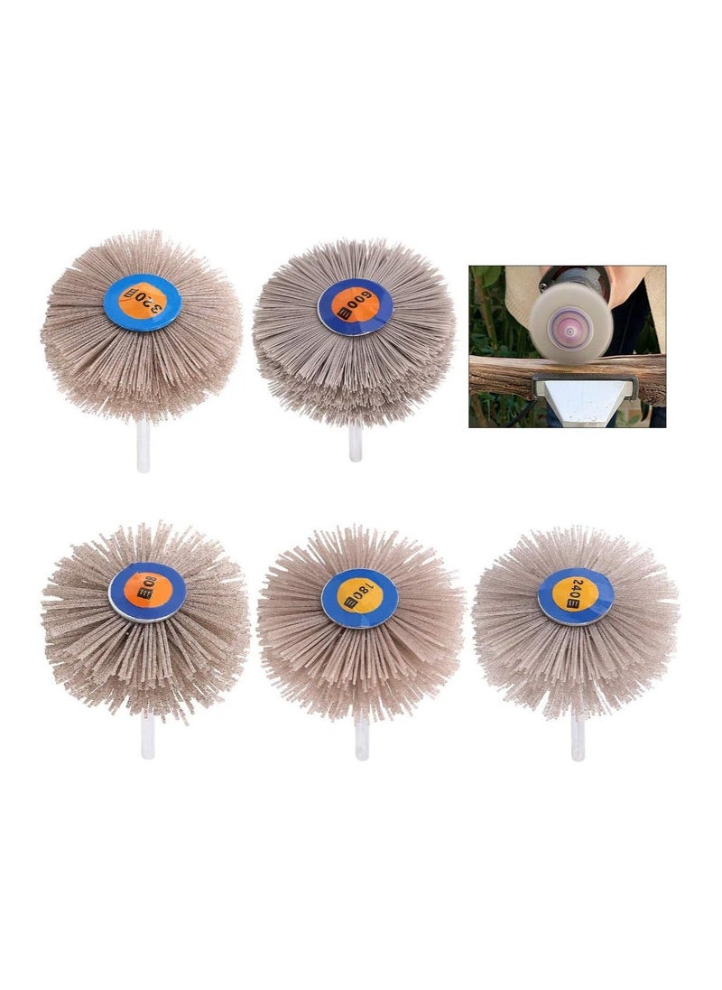 Y&D 5 Pcs Nylon Wheel Brush Abrasive Grinding Head, Polish Grinder 80# 180# 240# 320# 600# with Threaded Shank, Polishing for Removing Corrosion/Rust/Paint  - Image 1