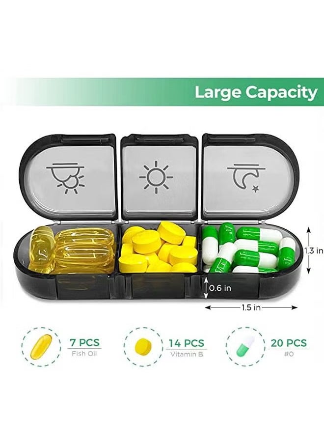 S-Color - Weekly Pill Organizer 3 Times a Day, Portable Travel Pill Box 7 Day with Large Pill Containers, Light-Proof Pill Case for Vitamins, Medication, Supplements and Fish Oils Black - Image 1