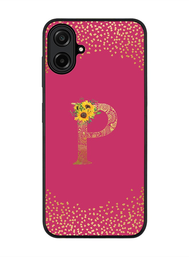For Samsung Galaxy A07 4G Case,Slim fit Camera Protection, Shockproof Thin Phone cover  - Custom Floral Monogram - P ( Deep Pink )