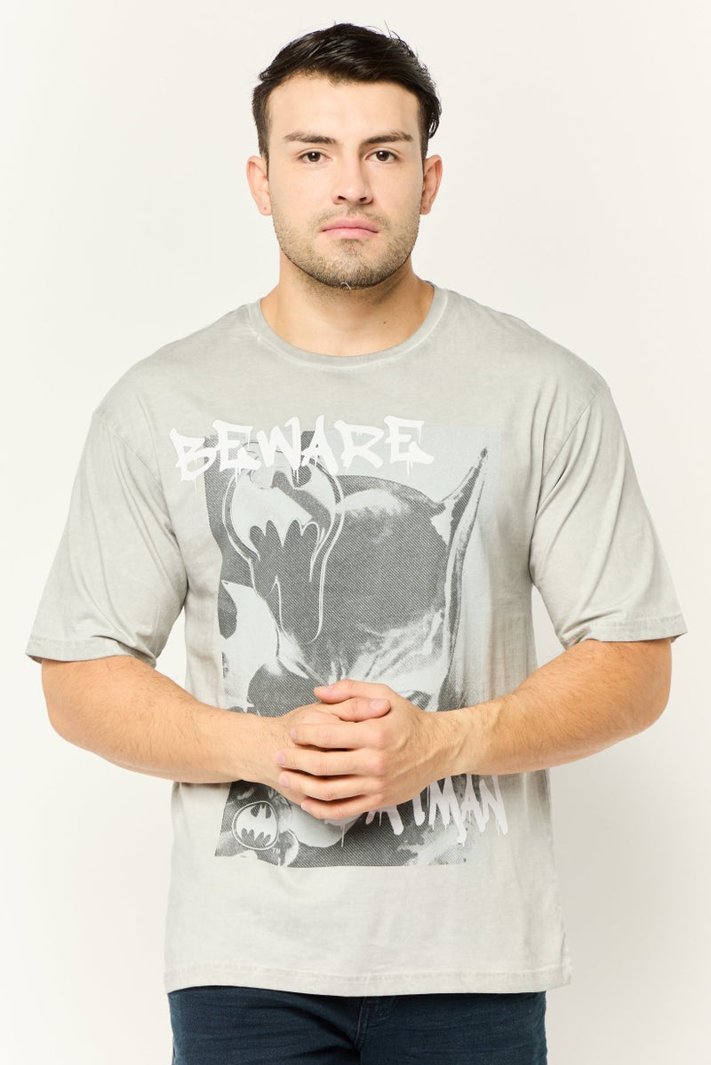 DC Men Crew Neck Short Sleeves Graphic Print T-Shirt, Grey - Image 1