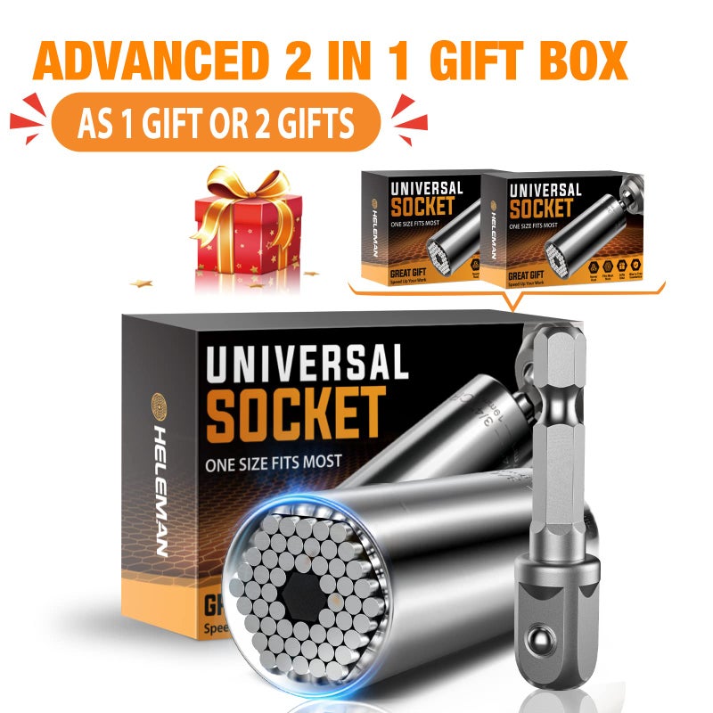 HELEMAN Super Universal Socket Tool Gifts for Men - 2 Pack Christmas Stocking Stuffers Mens Gift Socket Set with Power Drill Adapter(7-19 MM) Cool Stuff Gadgets for Birthday Gift for Women Fathers Dad - Image 2