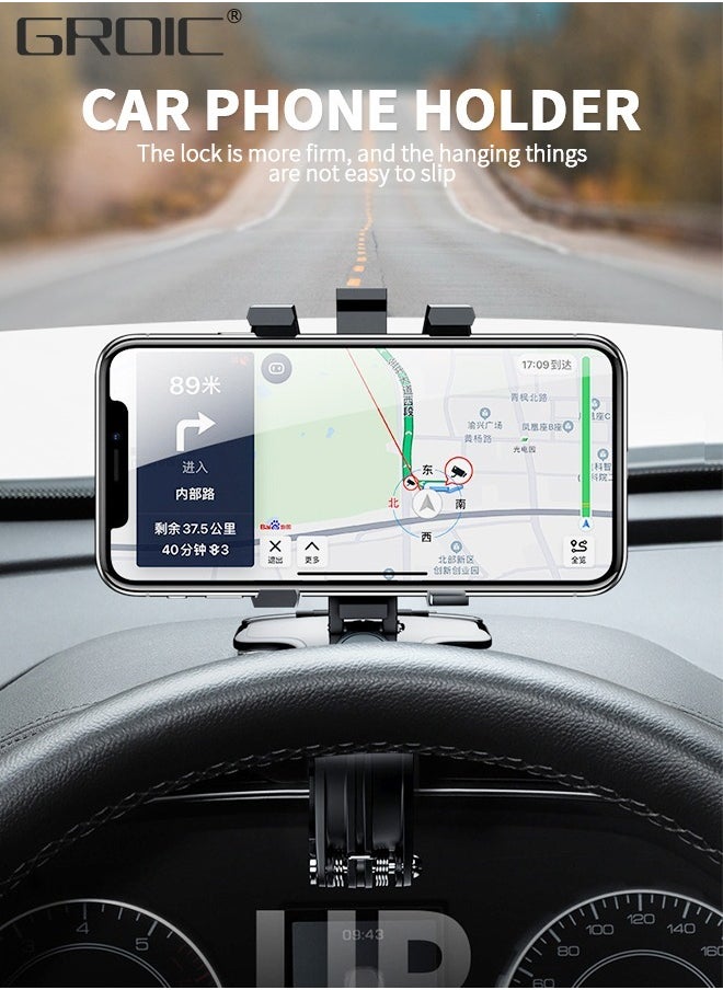 GROIC Car Phone Holder, Mount Dashboard Phone Car Holder 360 Degree Rotation Cell Phone Holder for Car Clip Mount,Multi-Function Phone Car Mount Suitable,Automobile Parking Sign  - Image 2