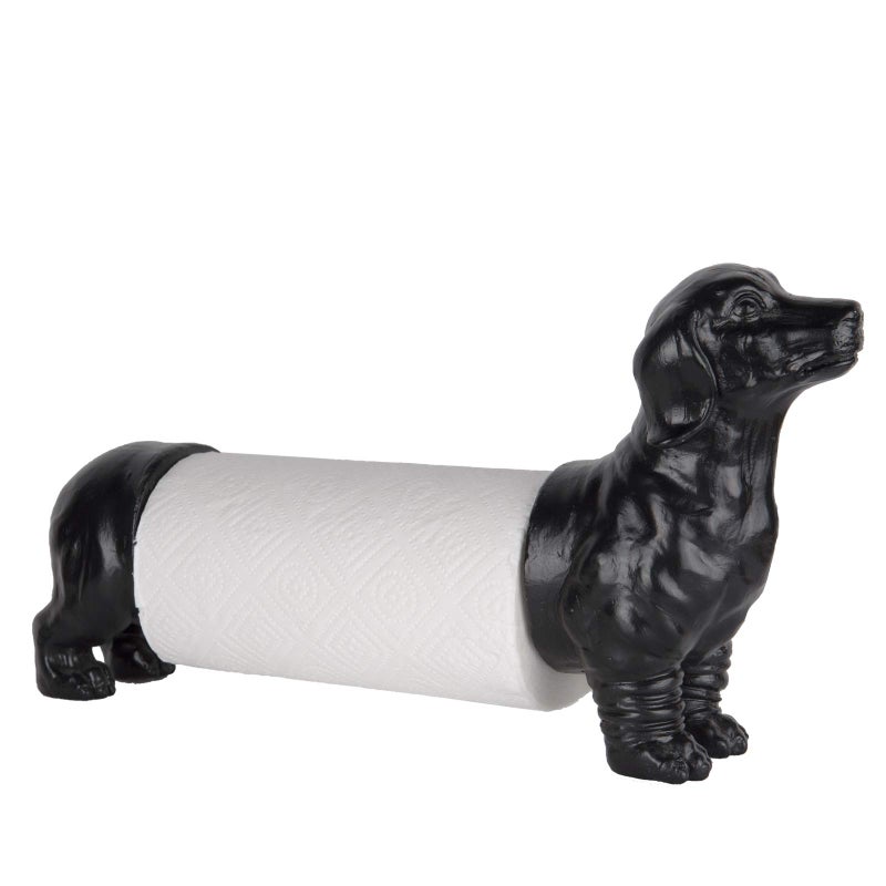 Dachshund Dog Paper Towel Holder for Kitchen Freestanding Countertop Kitchen Paper Towel Holder Vintage Animal Tissue Towel Display Stand Black