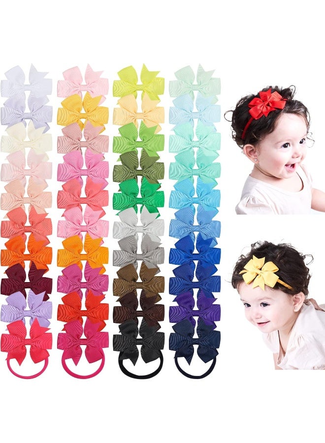 jollybows Jollybows 40pcs Baby Girls Grosgrain Ribbon Hair Bows Headbands 3" Hair Band Hair Accessories for Infants Newborn Toddler  - Image 1