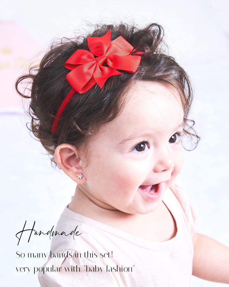 jollybows 40pcs Baby Girls Grosgrain Ribbon Hair Bows Headbands 3" Hair Band Hair Accessories for Infants Newborn Toddler - Image 4
