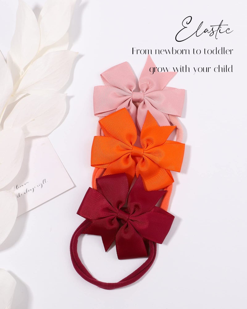 jollybows 40pcs Baby Girls Grosgrain Ribbon Hair Bows Headbands 3" Hair Band Hair Accessories for Infants Newborn Toddler - Image 5