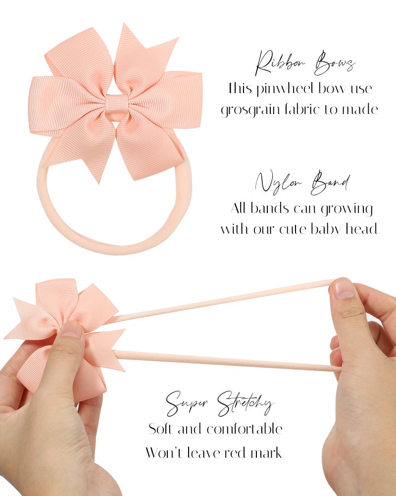jollybows 40pcs Baby Girls Grosgrain Ribbon Hair Bows Headbands 3" Hair Band Hair Accessories for Infants Newborn Toddler - Image 3