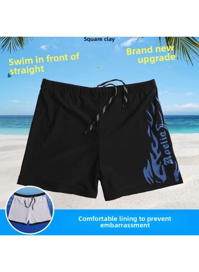 Generic - Swimming Trunks Swimming Goggles Swimming Cap Three-piece Set Men's Middle-aged And Elderly Adults Middle-aged And Older Children's Double-layer Loose Quick-drying Boxer Swimsuit-Color:Silicone Cap (waterproof)- - Image 1