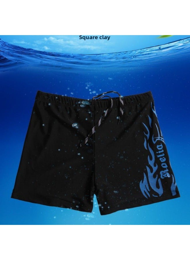 Generic - Swimming Trunks Swimming Goggles Swimming Cap Three-piece Set Men's Middle-aged And Elderly Adults Middle-aged And Older Children's Double-layer Loose Quick-drying Boxer Swimsuit-Color:Silicone Cap (waterproof)- - Image 1
