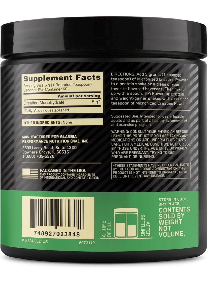 ON Optimum Nutrition Micronized Creatine Monohydrate Powder, Unflavoured,  5g Pure Creatine, 60 Servings for Muscle Strength & Power 300g - Image 2