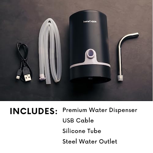 InstaCuppa Automatic Water Dispenser for 20 Liter Cans, Child Lock, USB Rechargeable Pump, Stainless Steel Outlet, LED Display, Portable for Home, Office, Camping, Black - Image 4