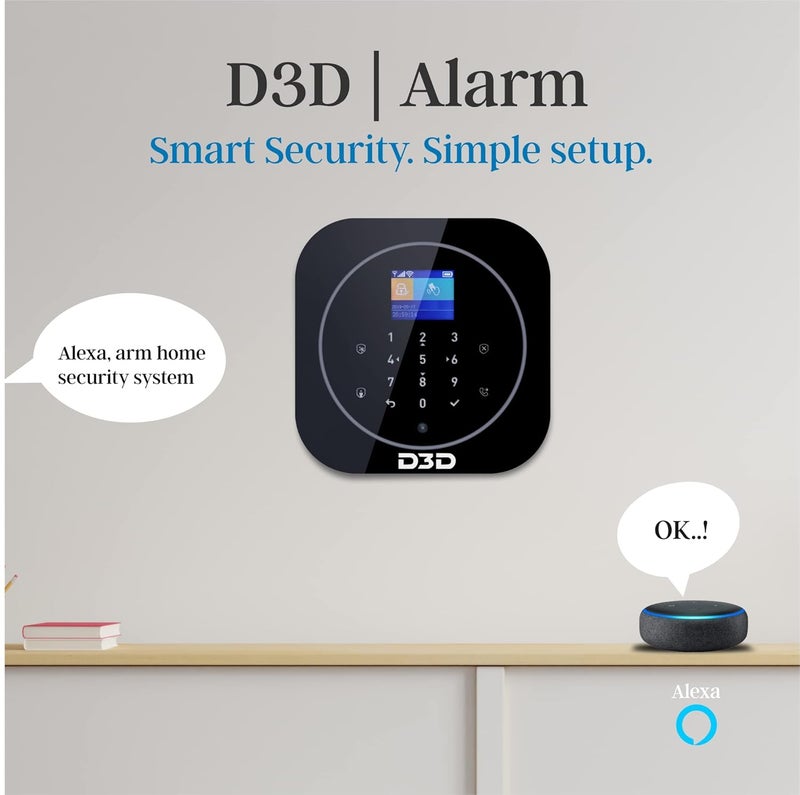 D3D D3D Wireless Smart Home Security System Motion Detection Sensor Door Security Sensor WiFi and GSM Dual Protection Intruder Alarm System Model ZXG12 Black  - Image 2