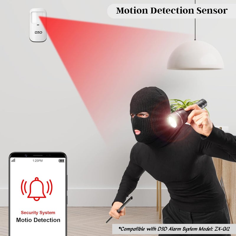 D3D D3D Wireless Smart Home Security System Motion Detection Sensor Door Security Sensor WiFi and GSM Dual Protection Intruder Alarm System Model ZXG12 Black  - Image 3