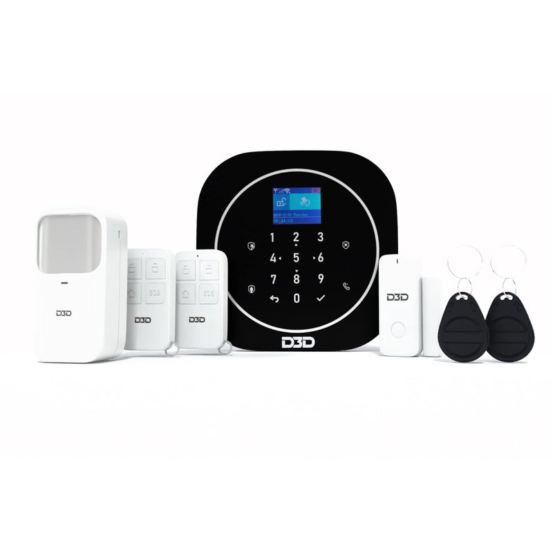 D3D D3D Wireless Smart Home Security System Motion Detection Sensor Door Security Sensor WiFi and GSM Dual Protection Intruder Alarm System Model ZXG12 Black  - Image 1