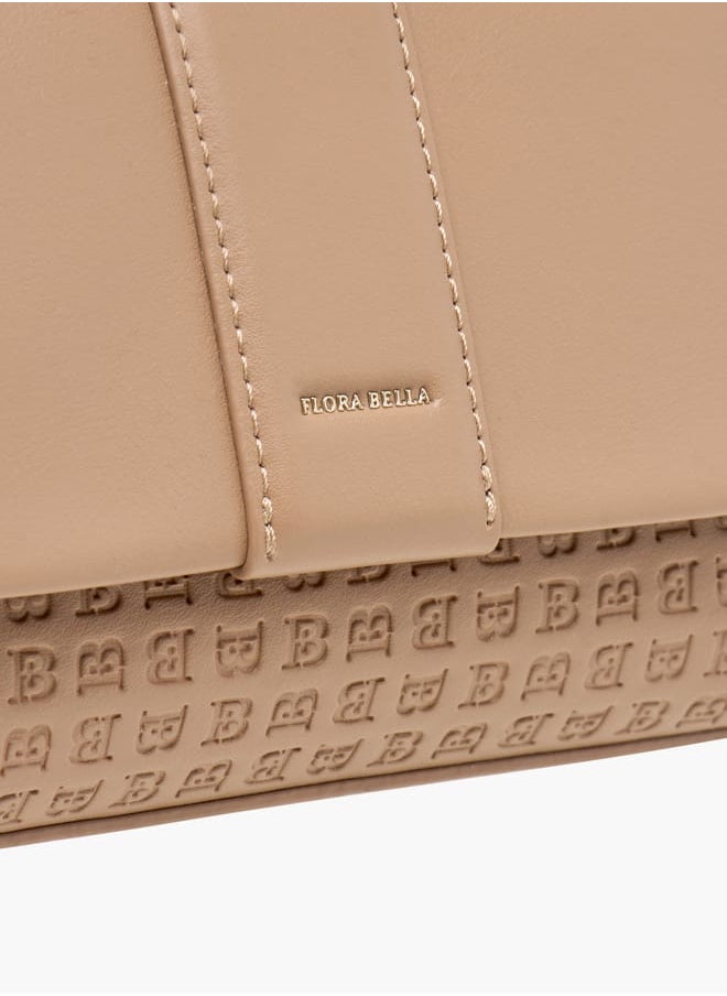 Flora Bella By Shoexpress Women Monogram Detail Shoulder Bag with Detachable Strap and Flap Closure  - Image 4