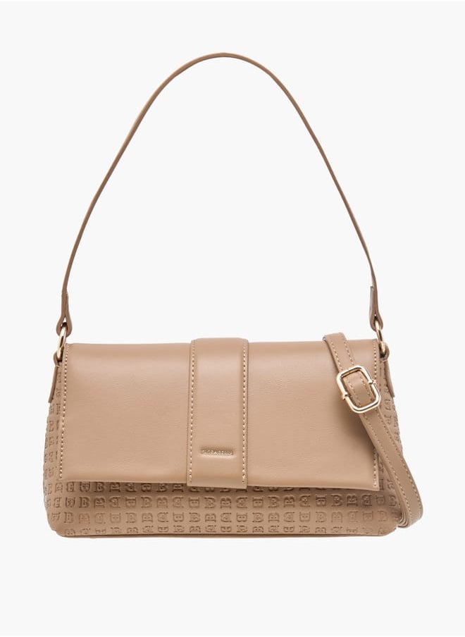 Flora Bella By Shoexpress Women Monogram Detail Shoulder Bag with Detachable Strap and Flap Closure  - Image 1