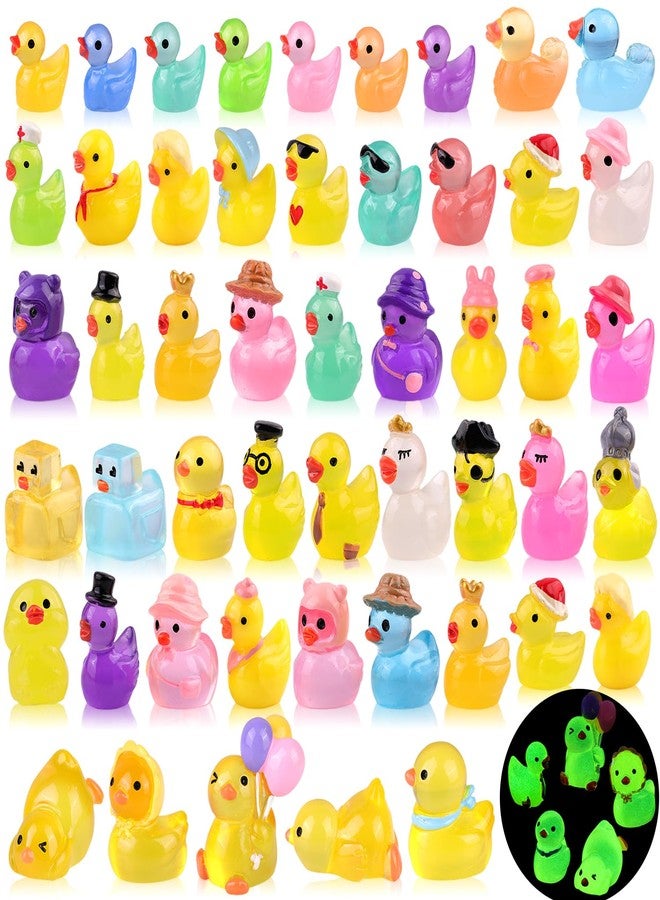 TINKRSTUFF 50PCS Mini Resin Animals Assorted Styles Cute Tiny Ducks Glow in Dark,Miniature Duck Figures to Hide,Little Animal Toys Bulk for Topper Desk Garden Dollhouse Landscape Aquarium DIY Crafts & Decor - Image 1