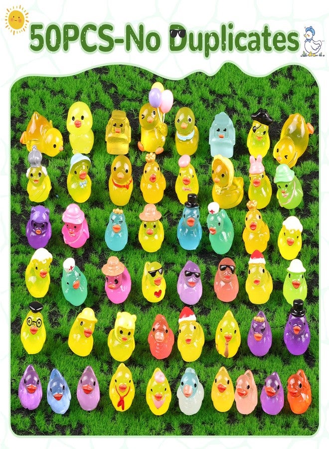 TINKRSTUFF 50PCS Mini Resin Animals Assorted Styles Cute Tiny Ducks Glow in Dark,Miniature Duck Figures to Hide,Little Animal Toys Bulk for Topper Desk Garden Dollhouse Landscape Aquarium DIY Crafts & Decor - Image 2
