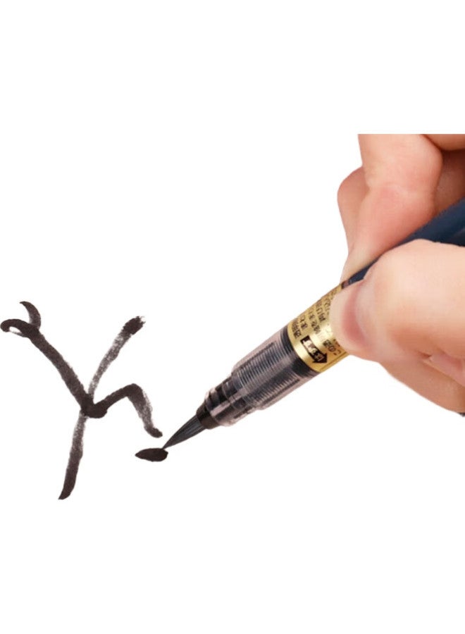Pilot Fountain Pen-Style Brush Pen, Scientific Fiber Direct Liquid Soft Pen, Calligraphy Hand-Drawn Practice Writing Sutra Copying, Portable With Replaceable Ink Cartridge Svs-70Fdf Fine Script - Image 1