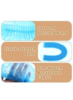 Gesalife 300 Pieces Disposable Shower Caps Non Woven Mob Hair Net 19 Inch Black White and Blue Trio  - Image 3
