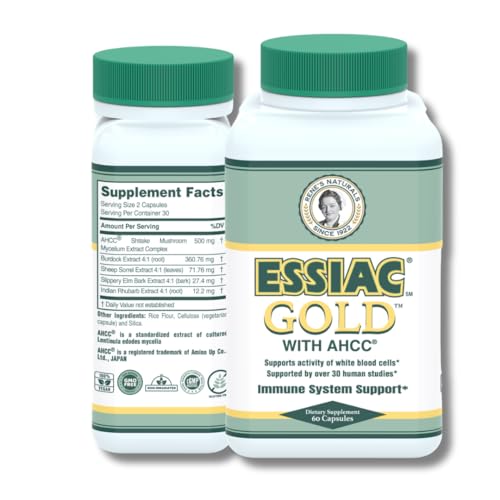 Essiac Gold® with AHCC® – Premium Immune System Booster – 60 Herbal Capsules - Image 1