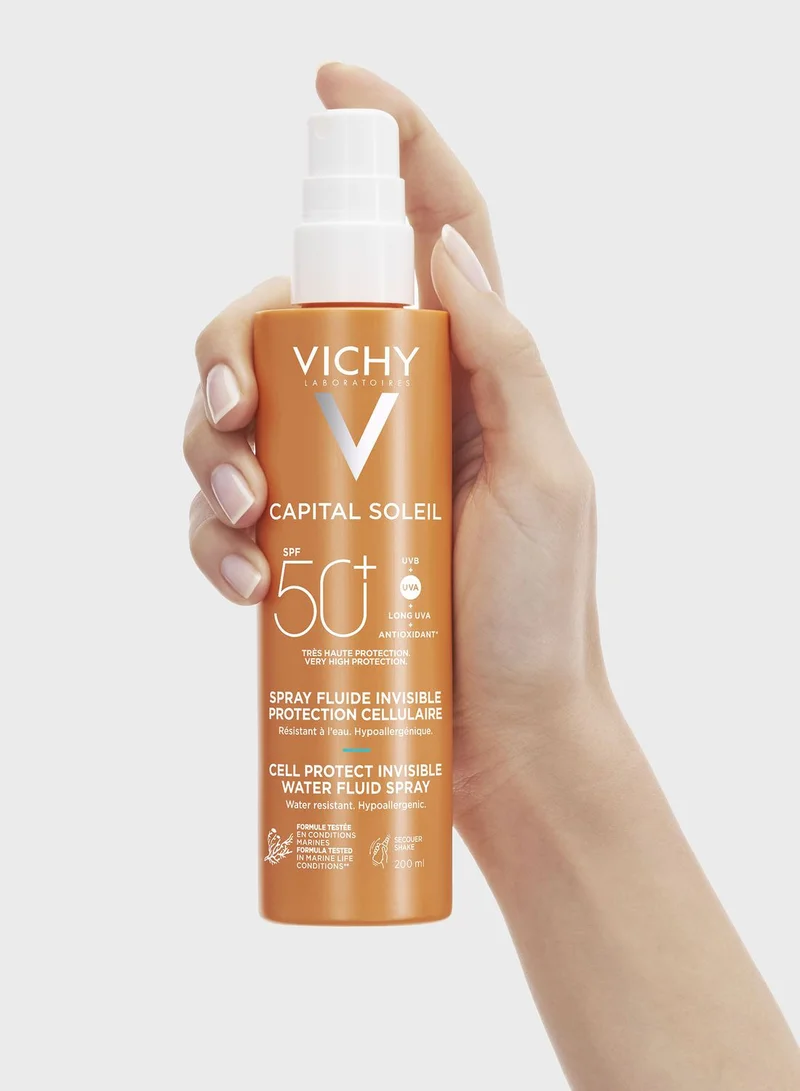 VICHY Vichy Capital Soleil Invisible Fluid Sunscreen Spray Spf50+ For Face And Body 200Ml