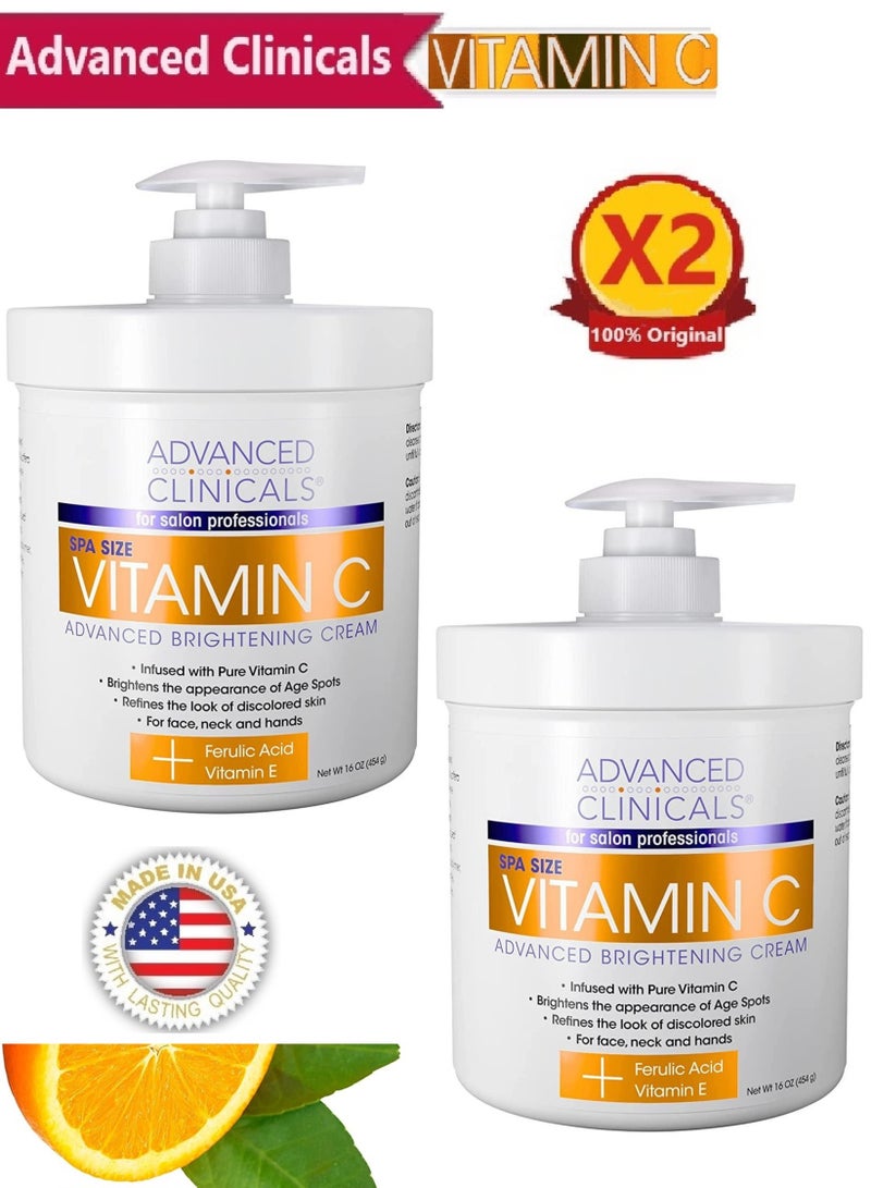 Advanced Clinicals 2 Pack of Advanced Clinicals Vitamin C Advanced Brightening Cream 454grams - Image 1