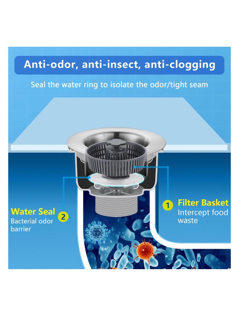Excefore Kitchen Sink Drain Strainer Stopper Kits, Upgraded 304 Stainless Steel 3-in-1 Pop Up Sink Stopper, Clog-Free Basket Sink Strainer, Kitchen Sinks Food Catcher for Standard 3-1/2 Inch  - Image 3