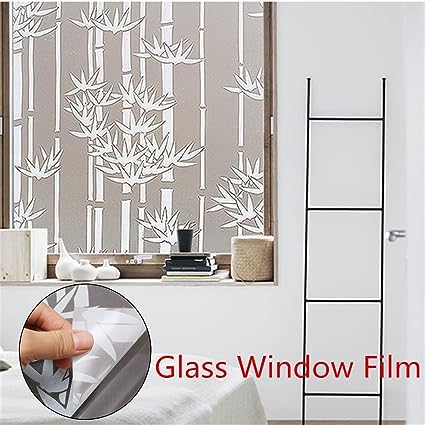 SUNBIRD SUNBIRD Window Privacy Film Decorative Stained Glass Window Film Frosted Window Tinting Film for Home House Door Glass 60 x 121cm White Bamboo  - Image 4