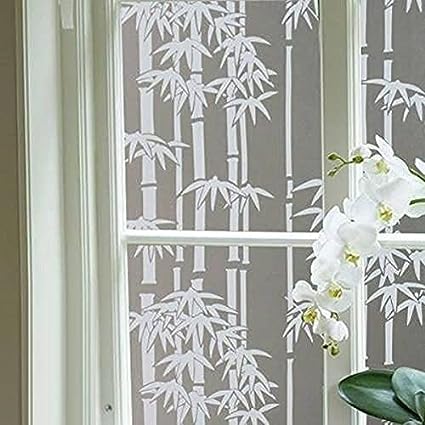 SUNBIRD SUNBIRD Window Privacy Film Decorative Stained Glass Window Film Frosted Window Tinting Film for Home House Door Glass 60 x 121cm White Bamboo  - Image 5