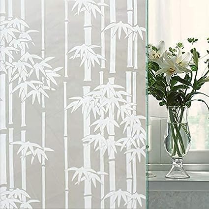 SUNBIRD SUNBIRD Window Privacy Film Decorative Stained Glass Window Film Frosted Window Tinting Film for Home House Door Glass 60 x 121cm White Bamboo  - Image 1